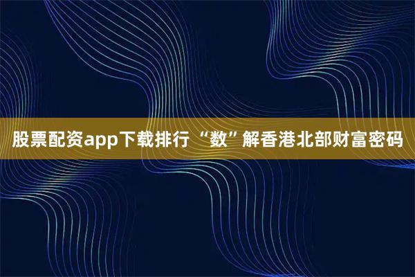 股票配资app下载排行 “数”解香港北部财富密码